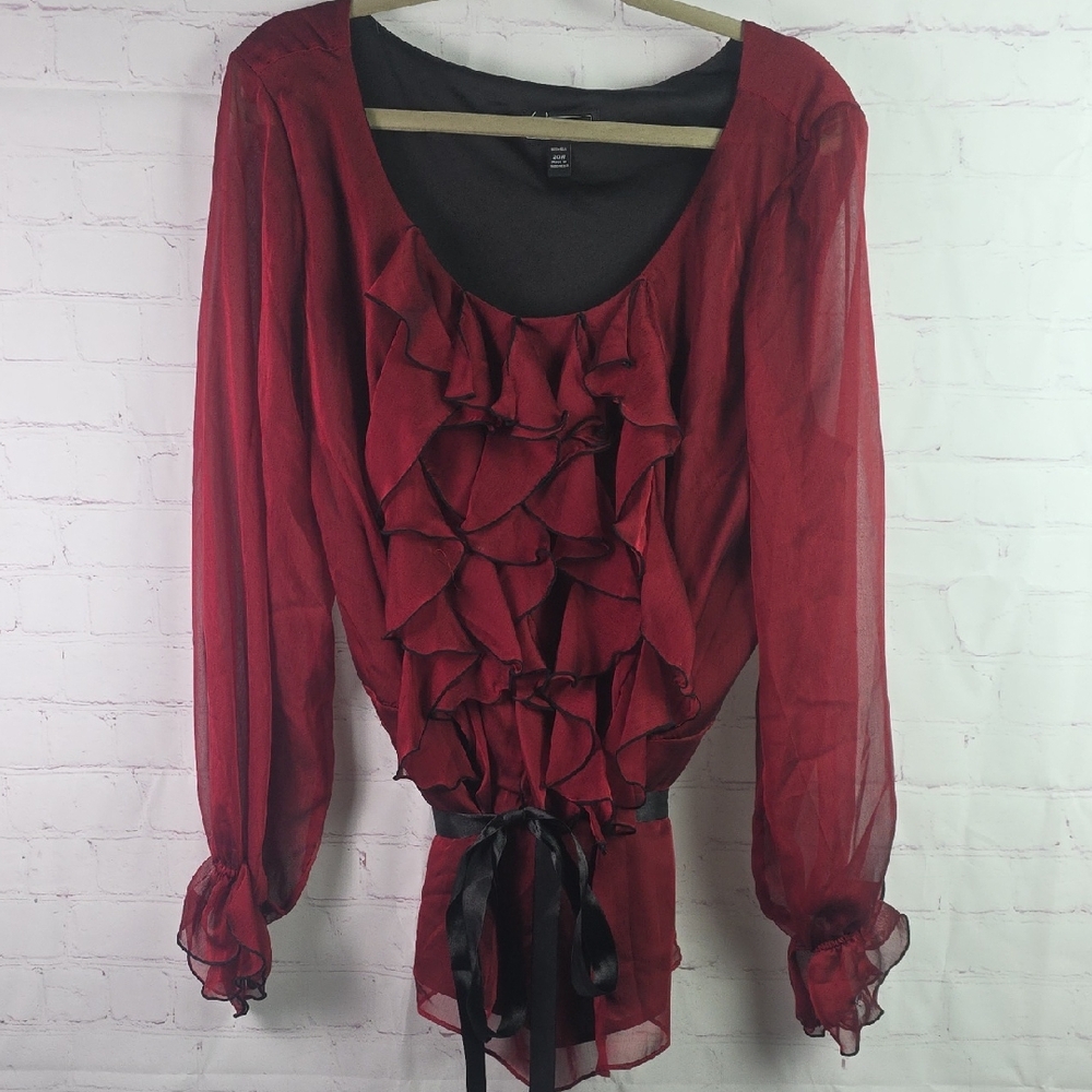 Dress Barn Red Ruffle Blouse